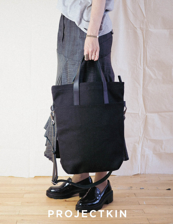 Kin Zipped Tote, Black -Soft BagsSoft Bags-PROJECTKIN