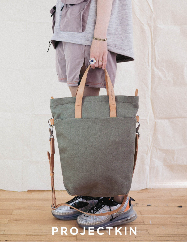 Kin Zipped Tote, Dusty Olive -Soft BagsSoft Bags-PROJECTKIN
